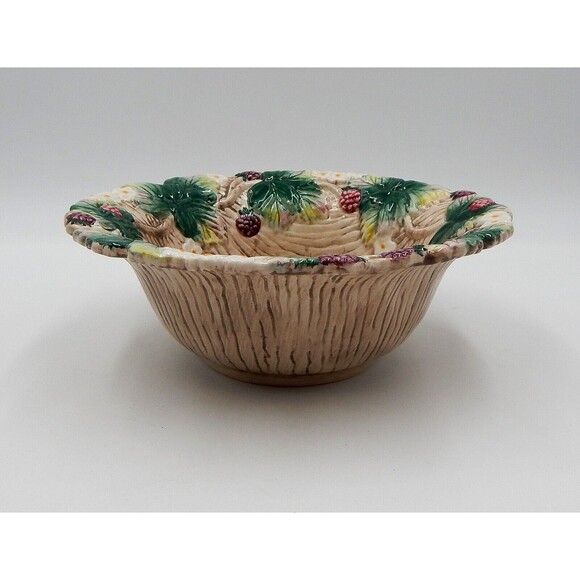 Fitz And Floyd Wild Berries Hand-painted Ceramic Pot Pourri Bowl 8.5 Inch - Picture 3 of 11